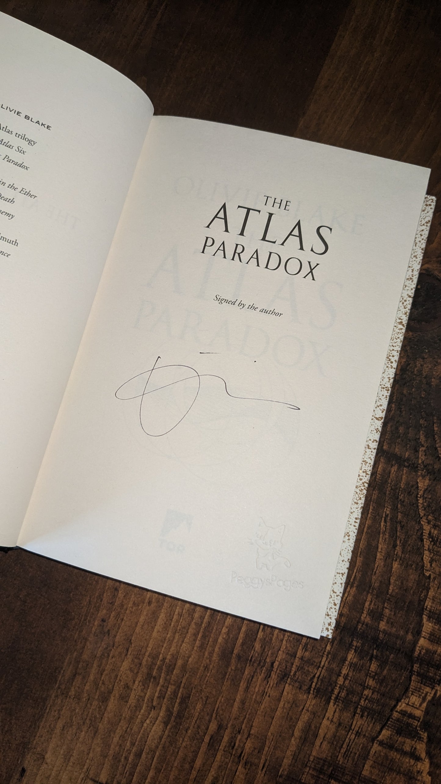 Signed The Atlas Paradox by Olivie Blake PeggysPages fore-edge painting sprayed edges special editions