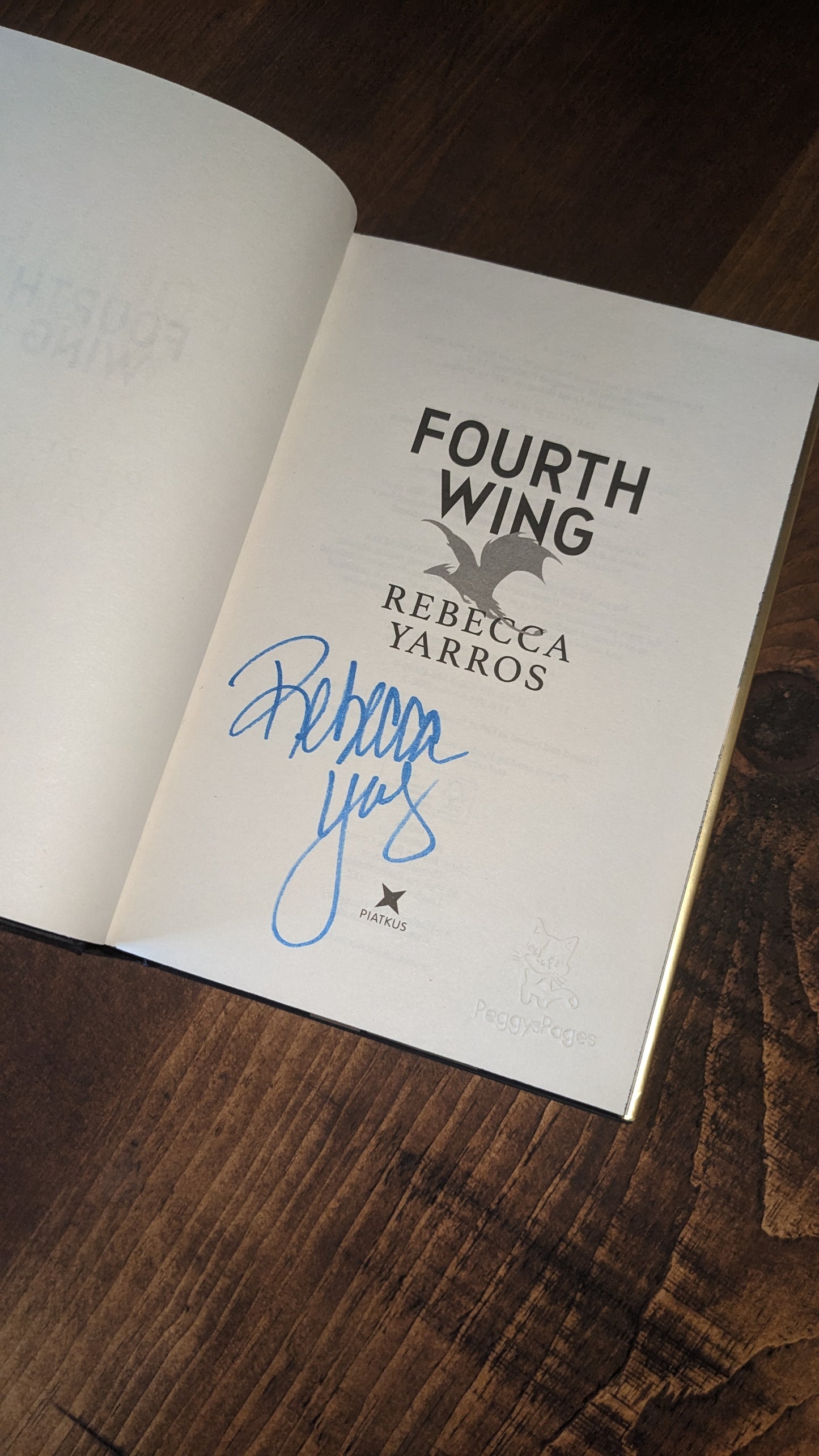 Signed Fourth Wing by Rebecca Yarros PeggysPages fore-edge painting sprayed edges special editions