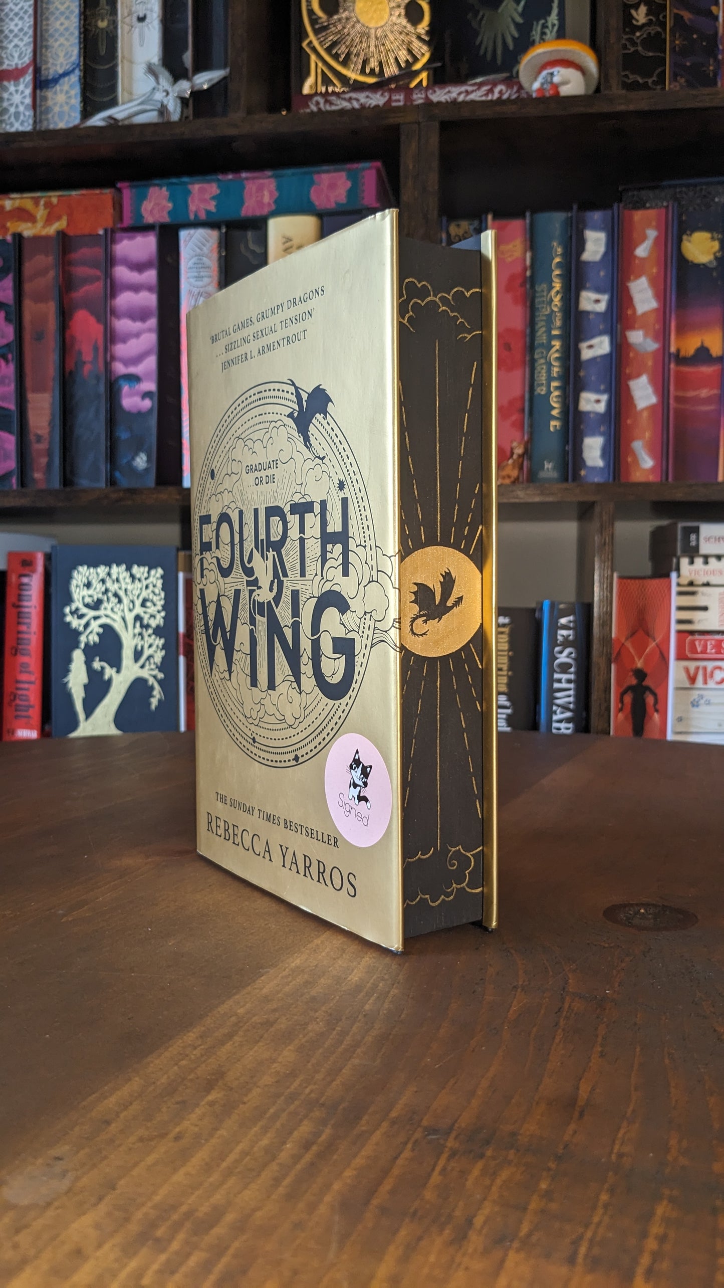 Signed Fourth Wing by Rebecca Yarros PeggysPages fore-edge painting sprayed edges special editions