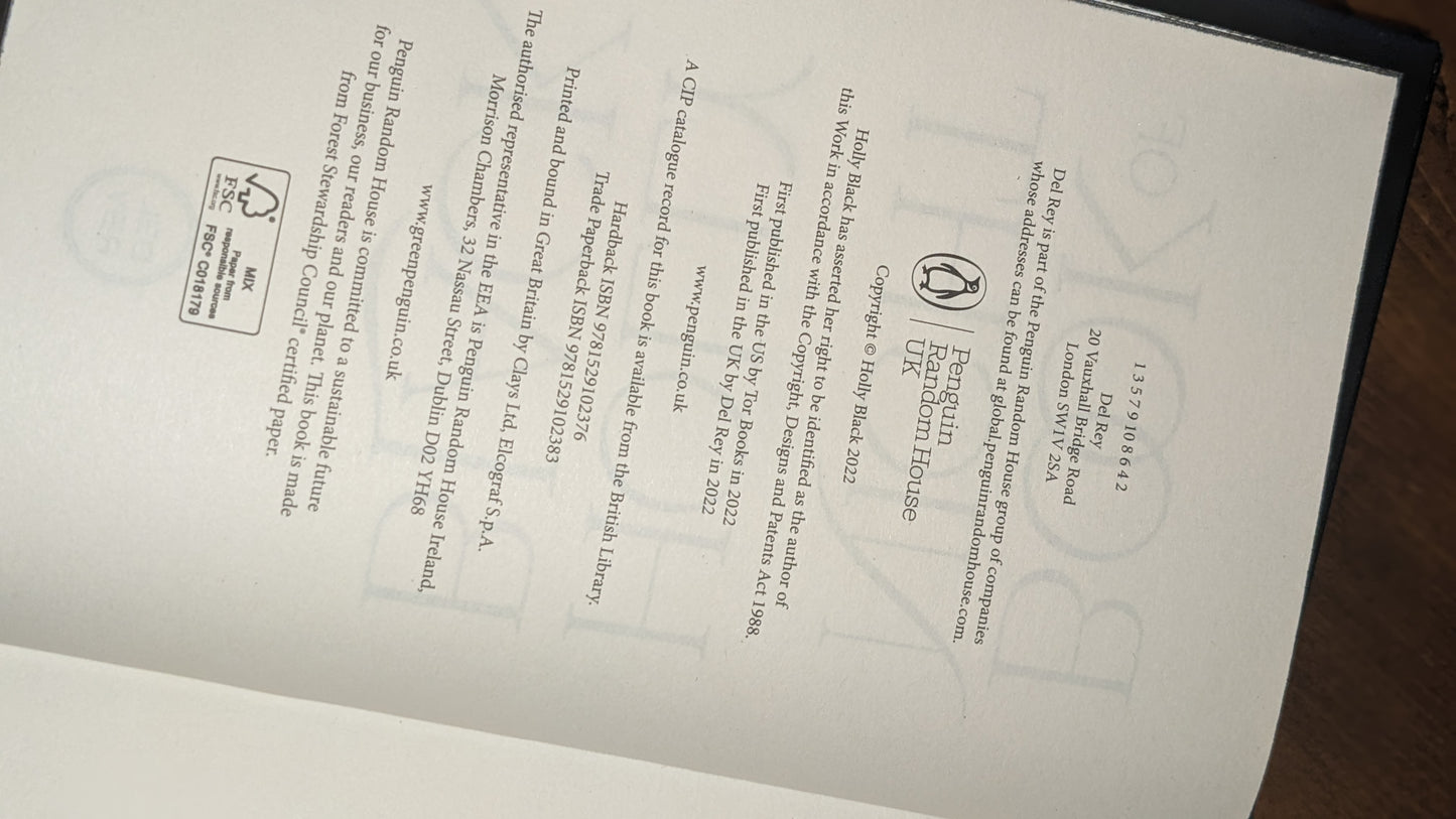 FINAL STOCK Signed Book of Night by Holly Black handpainted fore-edge painting sprayed edges special editions