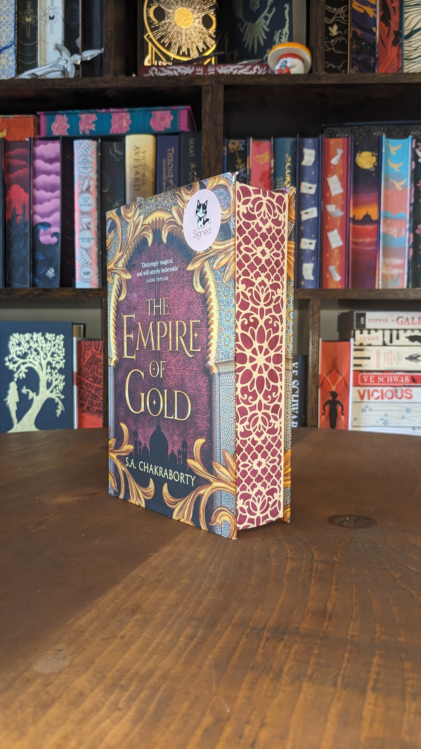 Signed The Empire of Gold by S.A Chakraborty PeggysPages fore-edge painting sprayed edges special editions