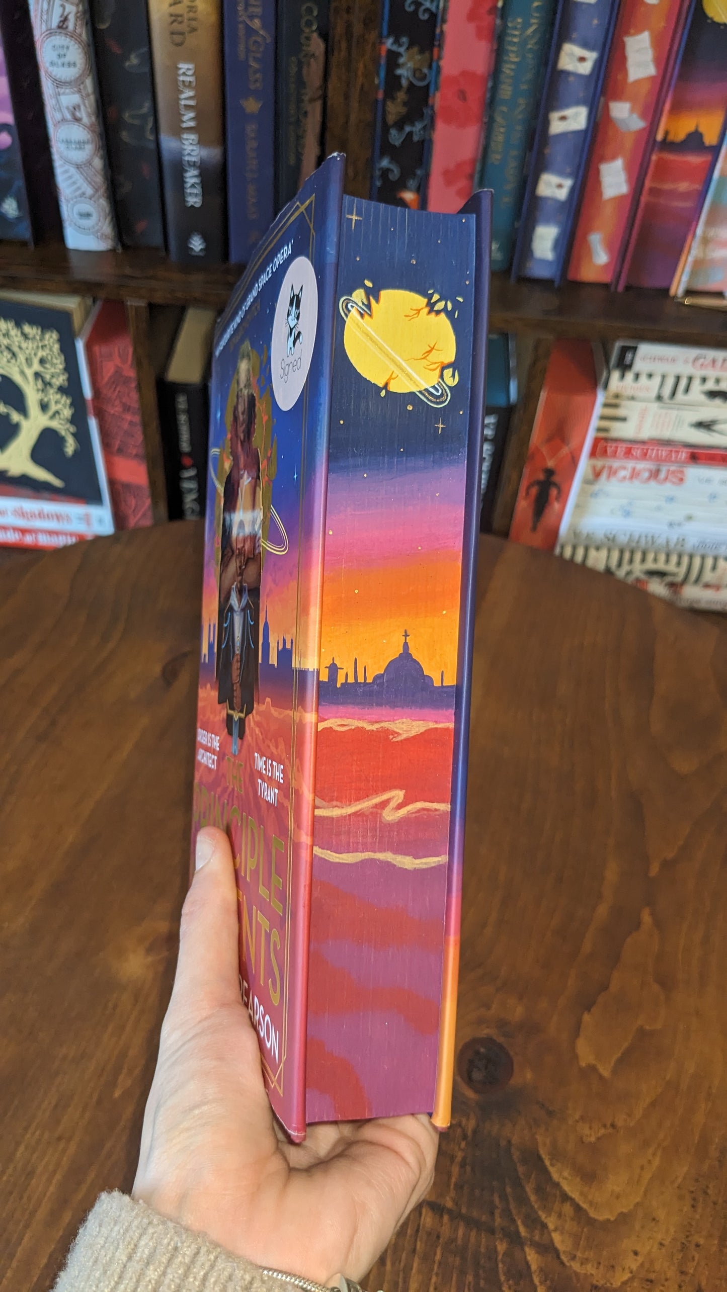 Signed The Principle of Moments by Esmie Jikiemi-Pearson PeggysPages fore-edge painting sprayed edges special editions